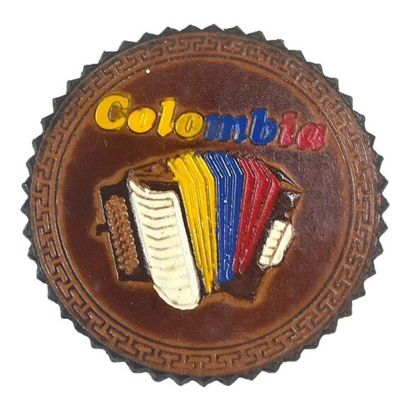 Columbia Handcrafted Leather Coasters Set Of 6 WIth Holder Colombian Souvenirs - Picture 5 of 16